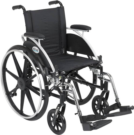 Viper Wheelchair With Flip Back Removable Arms, Desk Arms, Swing Away Footrests, 12" Seat - BeHope