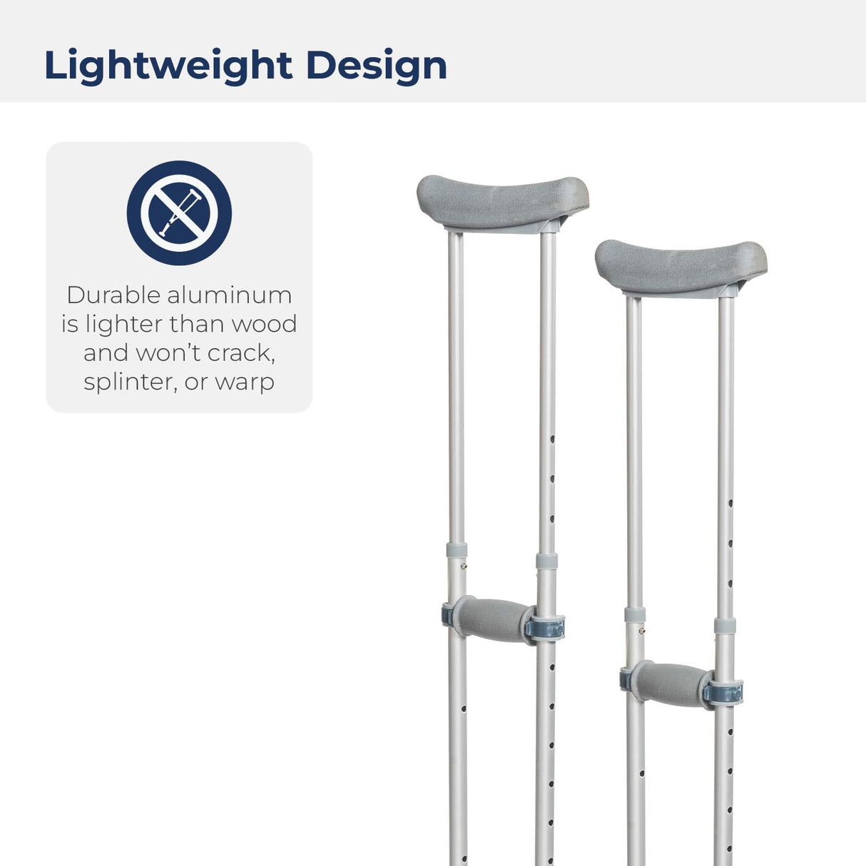 Knock Down Universal Aluminum Crutches, 1 Pair - BeHope