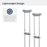Knock Down Universal Aluminum Crutches, 1 Pair - BeHope