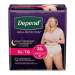 Depend Night Defense Overnight Blush X-large - Pack Of 12 - Behope