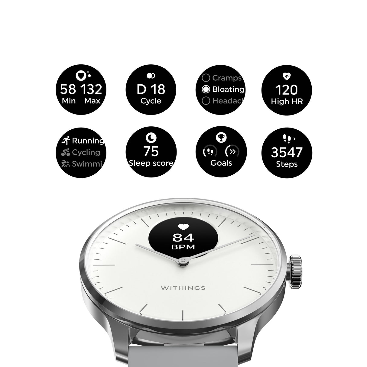 Smartwatch ScanWatch Light 37mm Withings 24 Hours Grayscale OLED Display