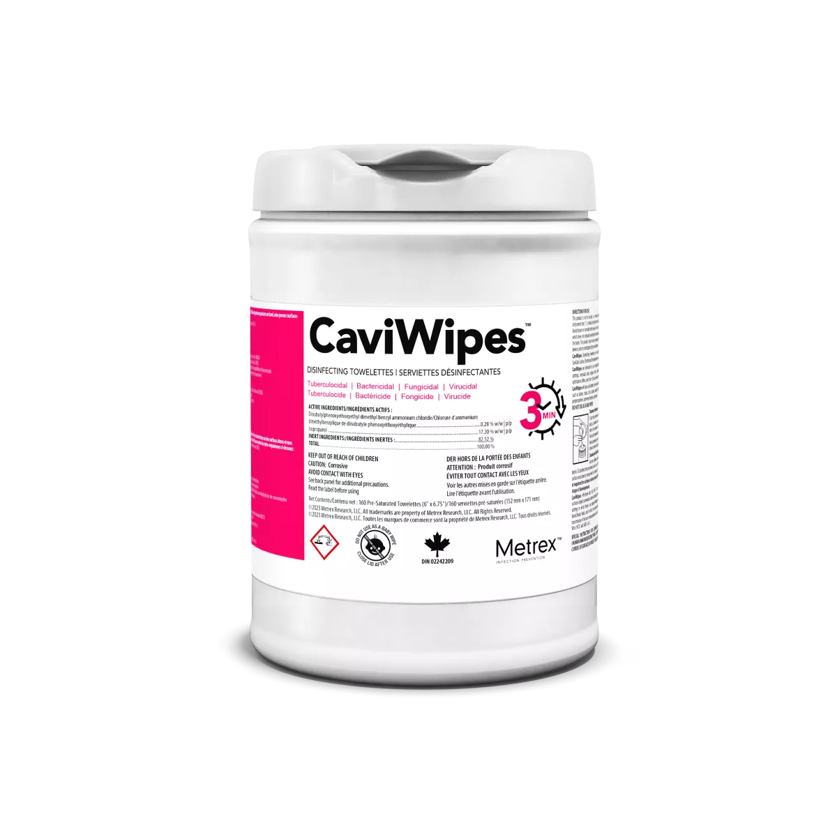 Caviwipes Disinfecting Towelette, Regular 6in X 6.75in 3 Minute Action - Tub Of 160 - BeHope