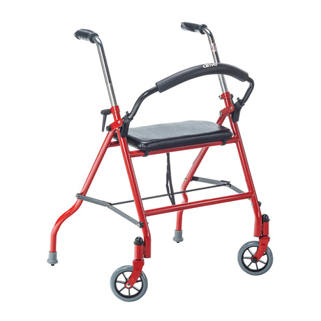 Two Wheeled Walker With Seat, Red - BeHope