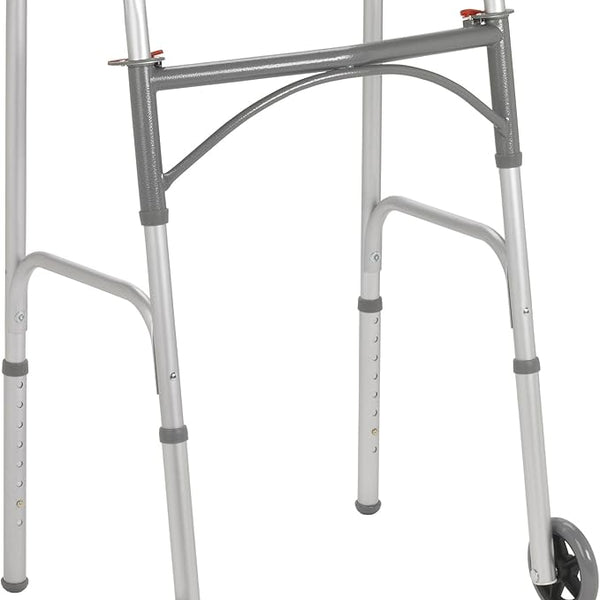 Folding Walker, Two Button With 5" Wheels - BeHope