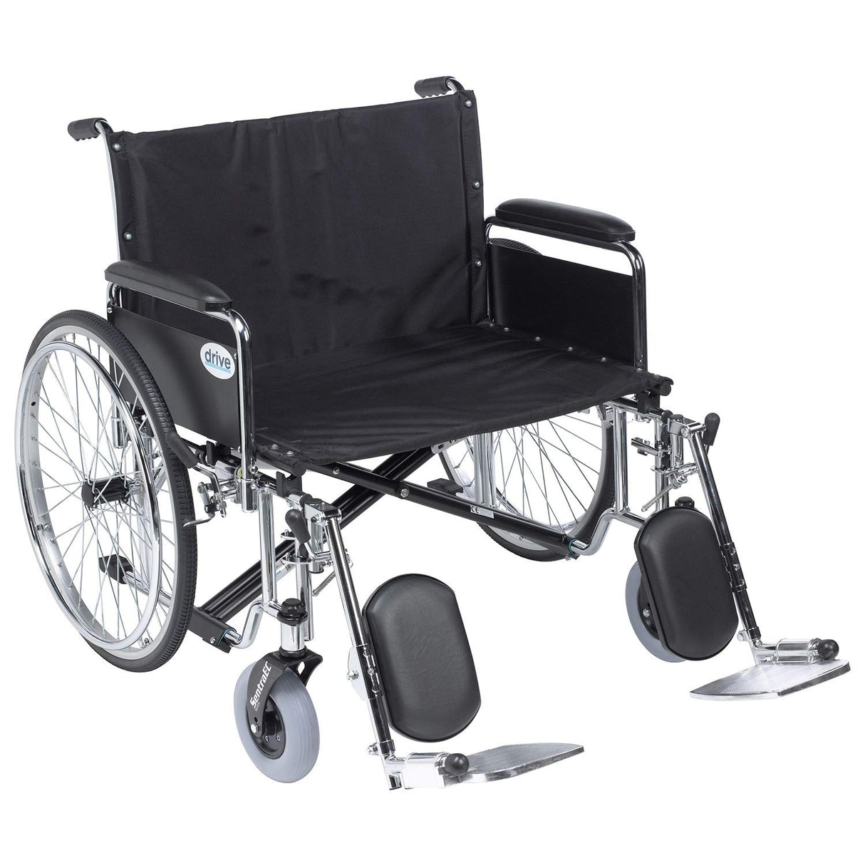 Sentra Ec Heavy Duty Extra Wide Wheelchair, Detachable Full Arms, Elevating Leg Rests, 26" Seat - BeHope