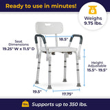 Knock Down Bath Bench With Back And Padded Arms - BeHope