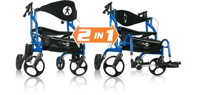 Hugo Navigator Side-folding Rolling Walker & Transport Chair - BeHope