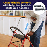 Two Wheeled Walker With Seat, Red - BeHope