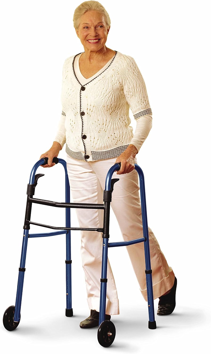 Medline Folding Paddle Walker with 5in Wheels