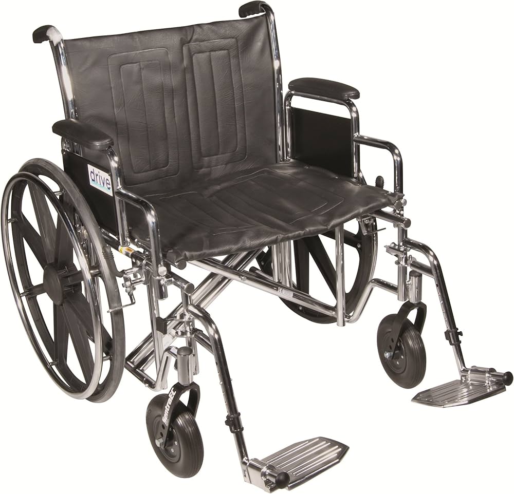 Sentra Ec Heavy Duty Wheelchair, Detachable Full Arms, Swing Away Footrests, 24" Seat - BeHope