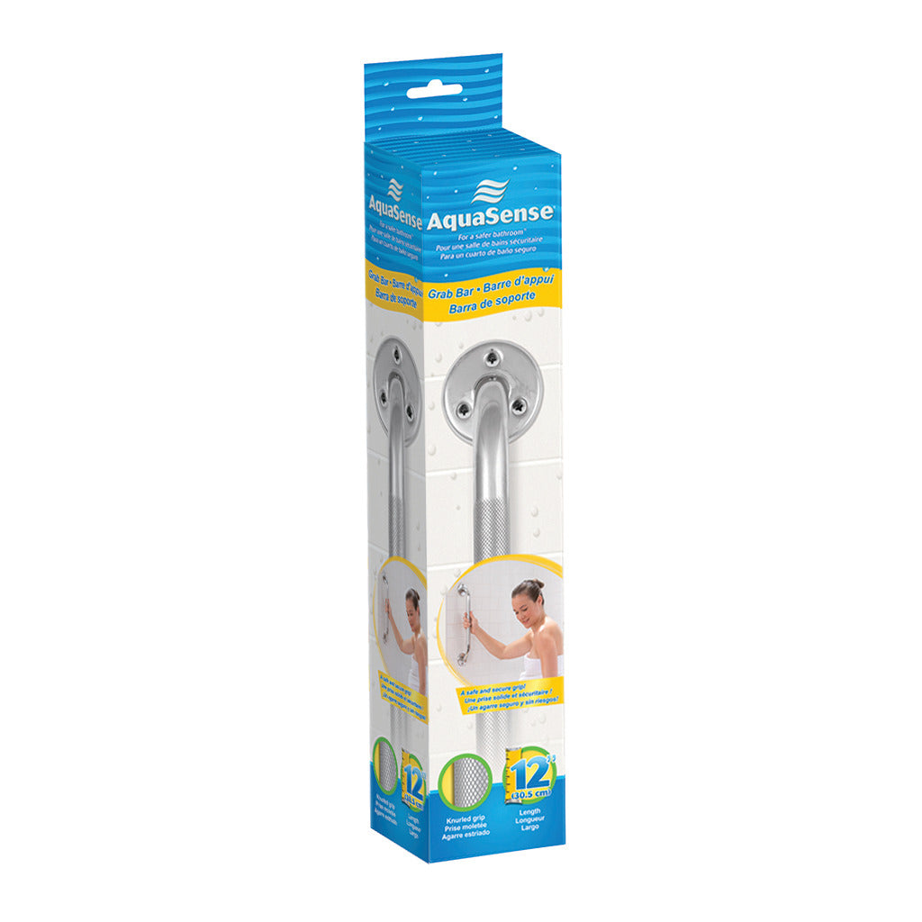 AquaSense Knurled Chrome Grab Bar - BeHope