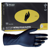 Vital 10.5" Extended Cuff Nitrile Exam Gloves, Chemo/fentanyl Tested, Powder-free Black Small - Box Of 100 - Behope