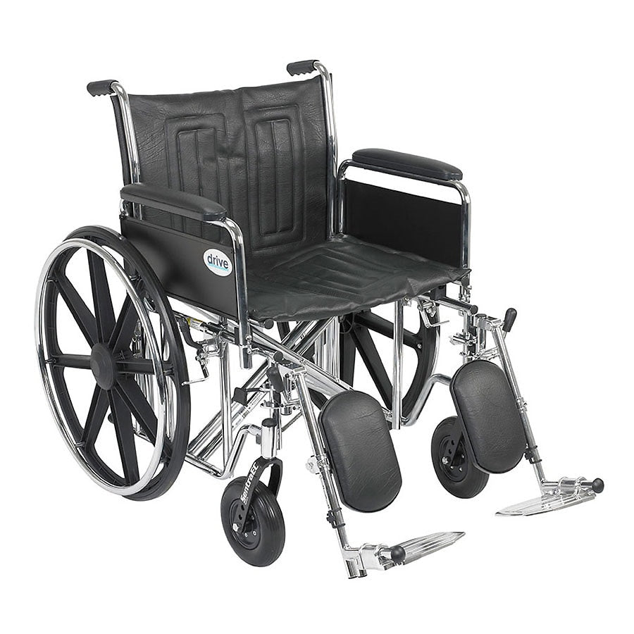 Sentra Ec Heavy Duty Wheelchair, Detachable Full Arms, Elevating Leg Rests, 22" Seat - BeHope