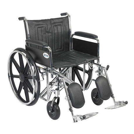 Sentra Ec Heavy Duty Wheelchair, Detachable Full Arms, Elevating Leg Rests, 22" Seat - BeHope