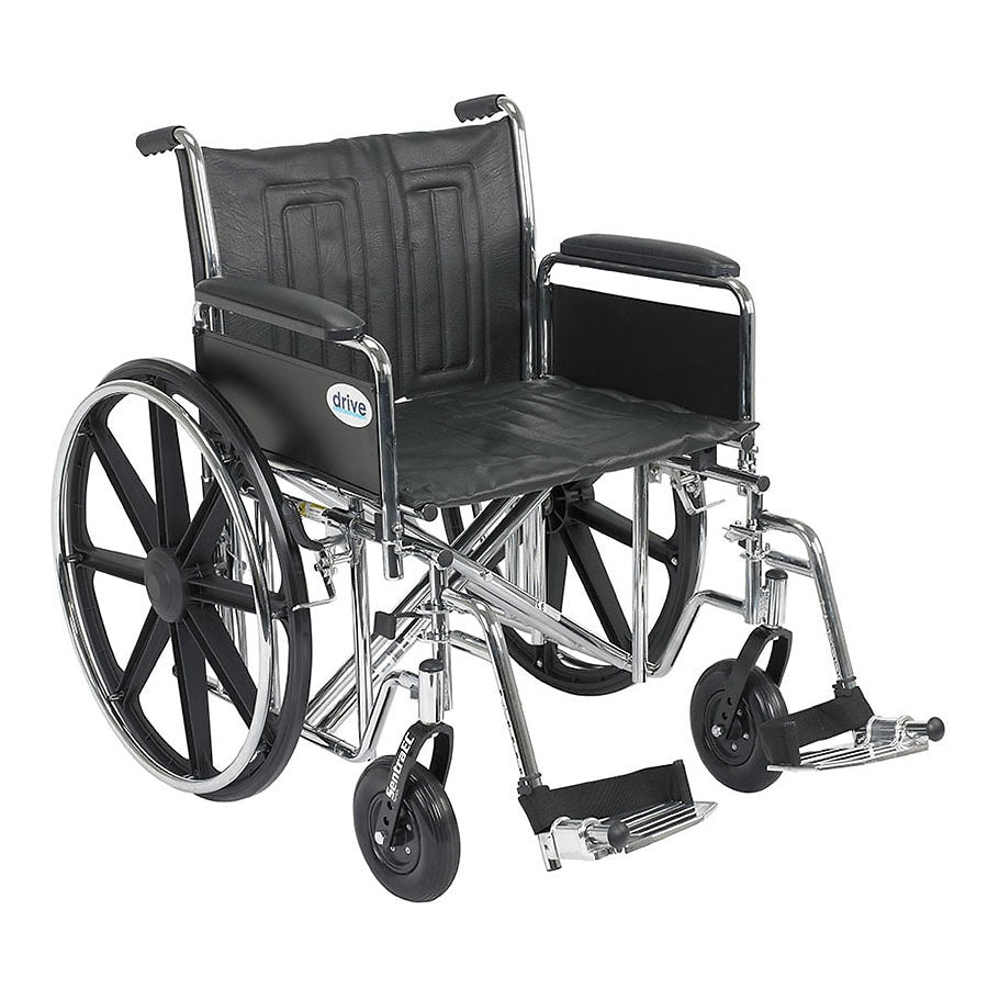 Sentra Extra Heavy Duty Wheelchair, Detachable Desk Arms, Swing Away Footrests, 22" Seat - BeHope