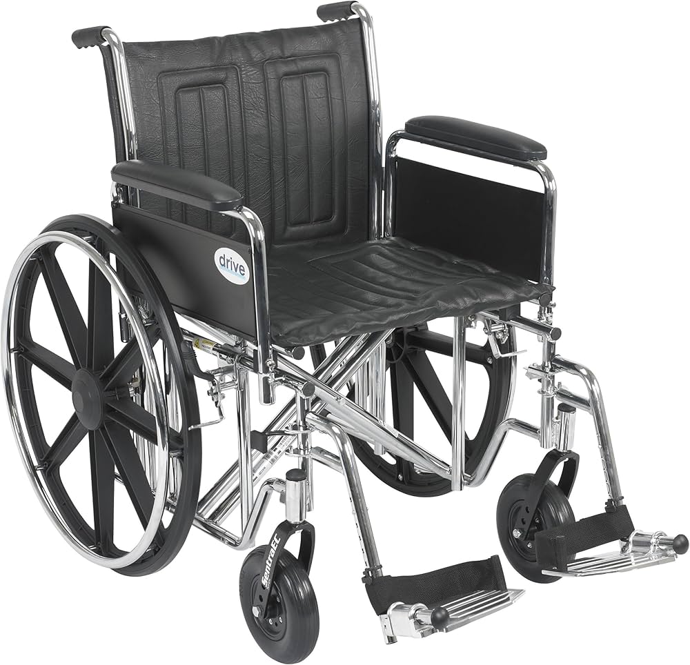 Sentra Extra Heavy Duty Wheelchair, Detachable Desk Arms, Swing Away Footrests, 20" Seat - BeHope