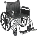 Sentra Extra Heavy Duty Wheelchair, Detachable Desk Arms, Swing Away Footrests, 20" Seat - BeHope