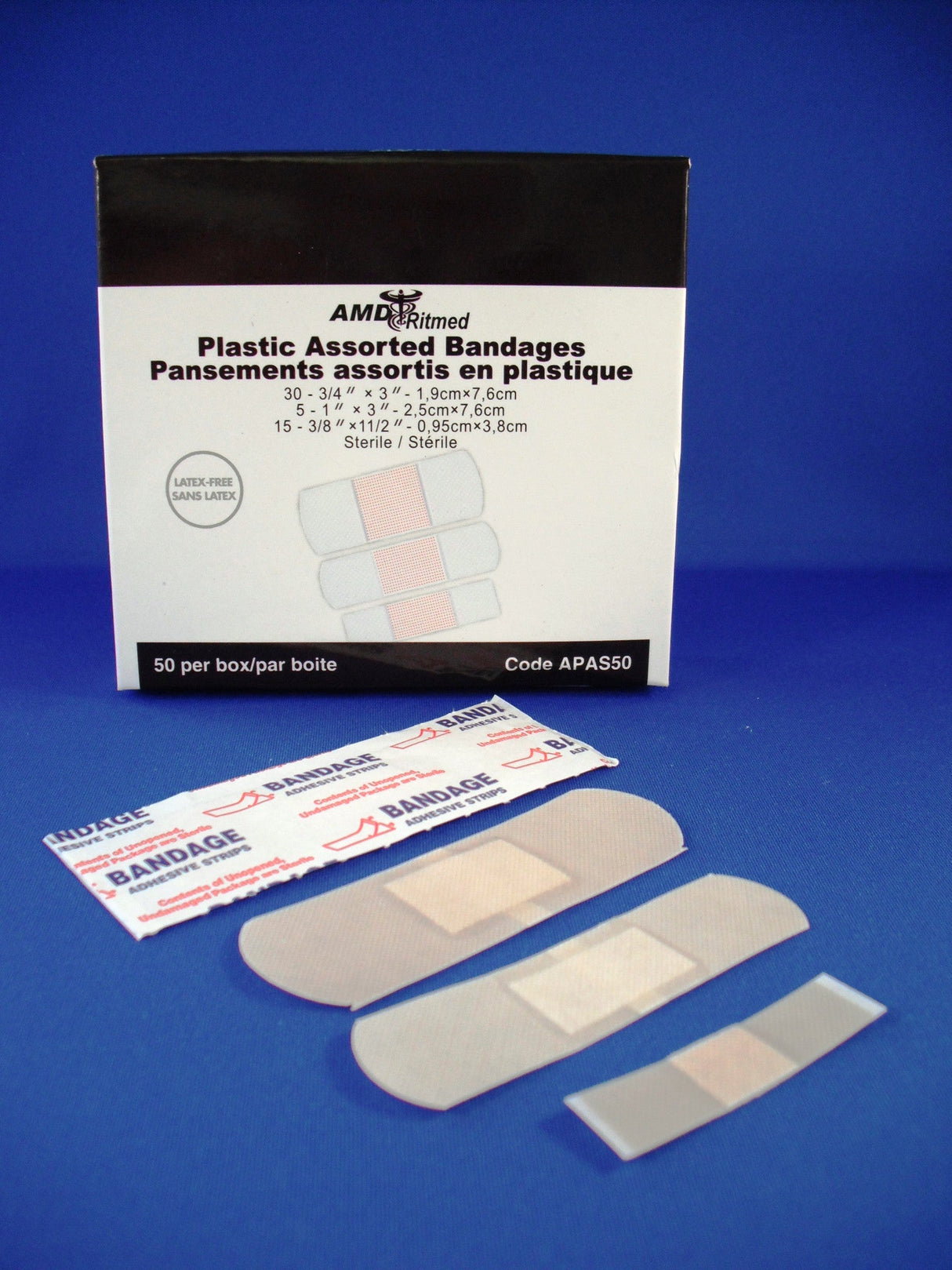 Bande de bandage en plastique Bx/100, 3/4 po x 3 po