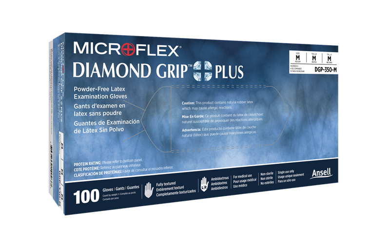 Diamond Grip Plus Latex Gloves Small 5.5mil, 9.6" Cuff - Box Of 100 - BeHope