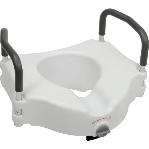 Elevated Raised Toilet Seat With Removable Padded Arms, Standard Seat - BeHope