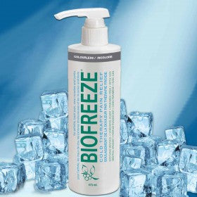 1 botella con bomba de gel para aliviar el dolor por crioterapia Biofreeze de 32 oz, sin colorantes ni parabenos