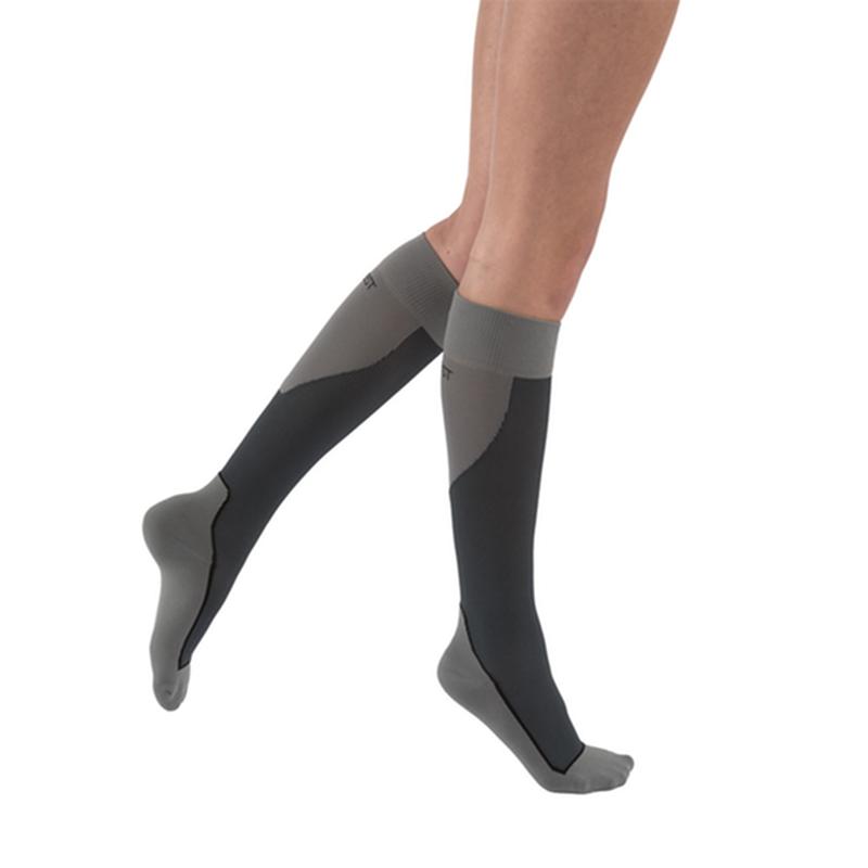 Bas de contention sport unisexe Pr/1 Jobst, 15-20 mm Hg, Lg, gris/noir, bout fermé