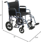 Bariatric Heavy Duty Transport Wheelchair with Swing Away Footrest