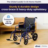 Bariatric Heavy Duty Transport Wheelchair with Swing Away Footrest