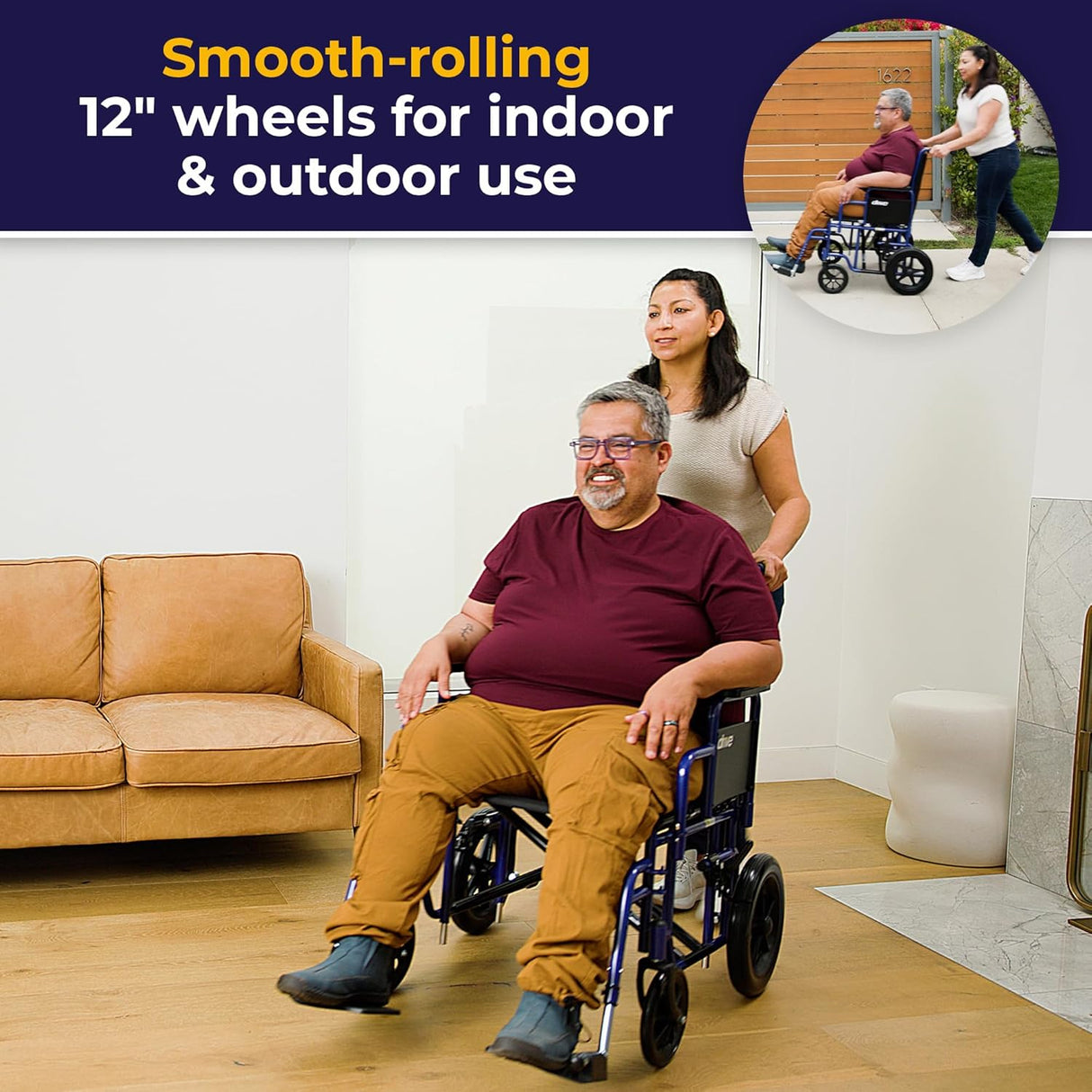 Bariatric Heavy Duty Transport Wheelchair with Swing Away Footrest