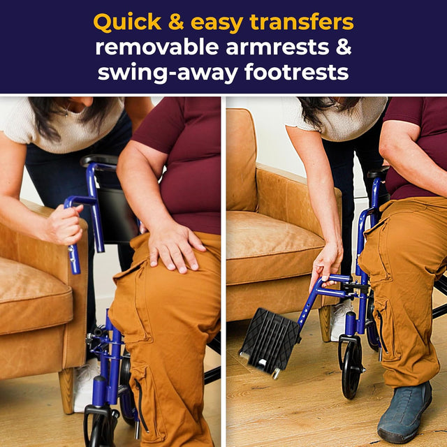 Bariatric Heavy Duty Transport Wheelchair With Swing Away Footrest - BeHope