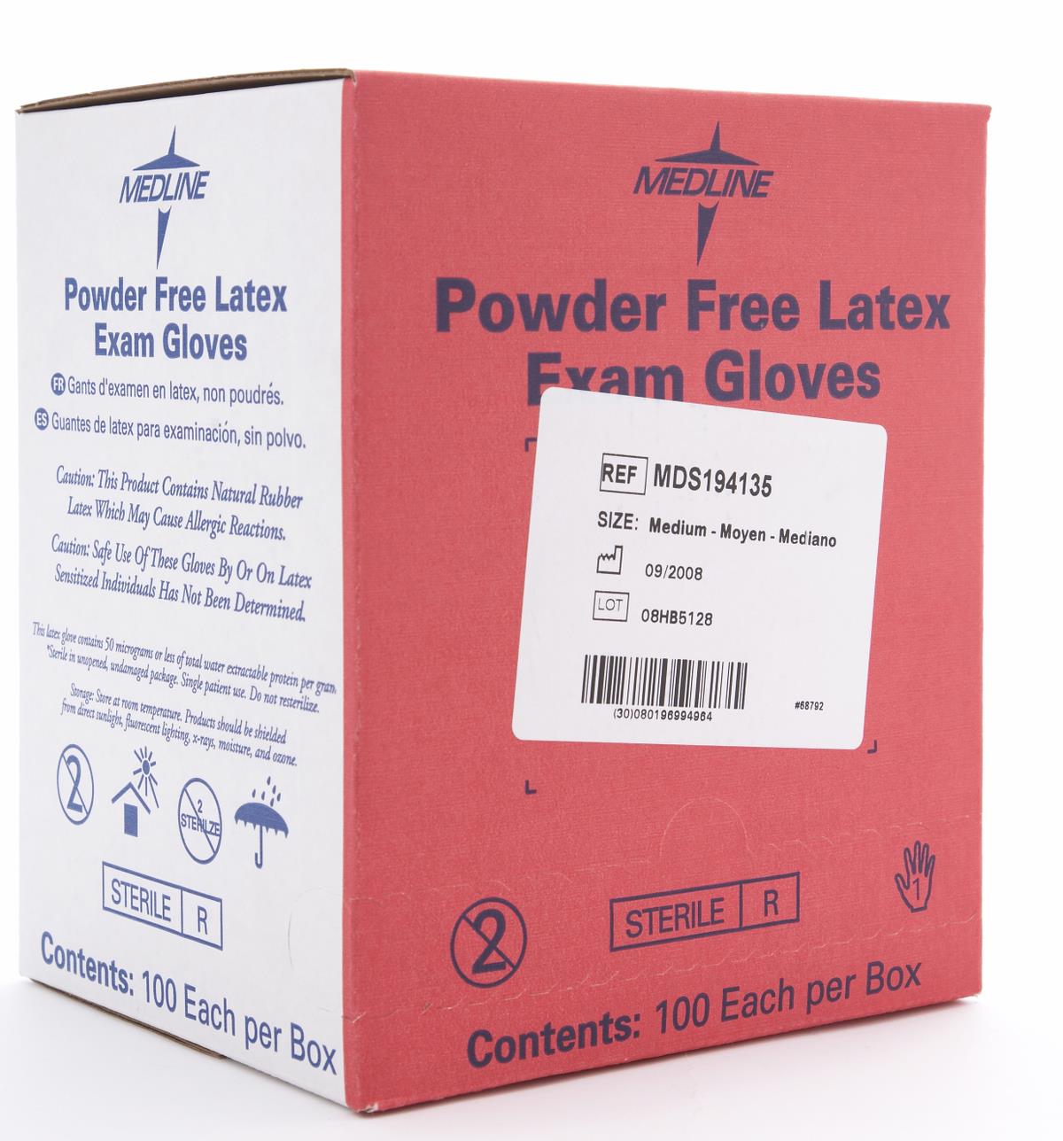 Medline Sterile Powder-Free Latex Exam Gloves Beige