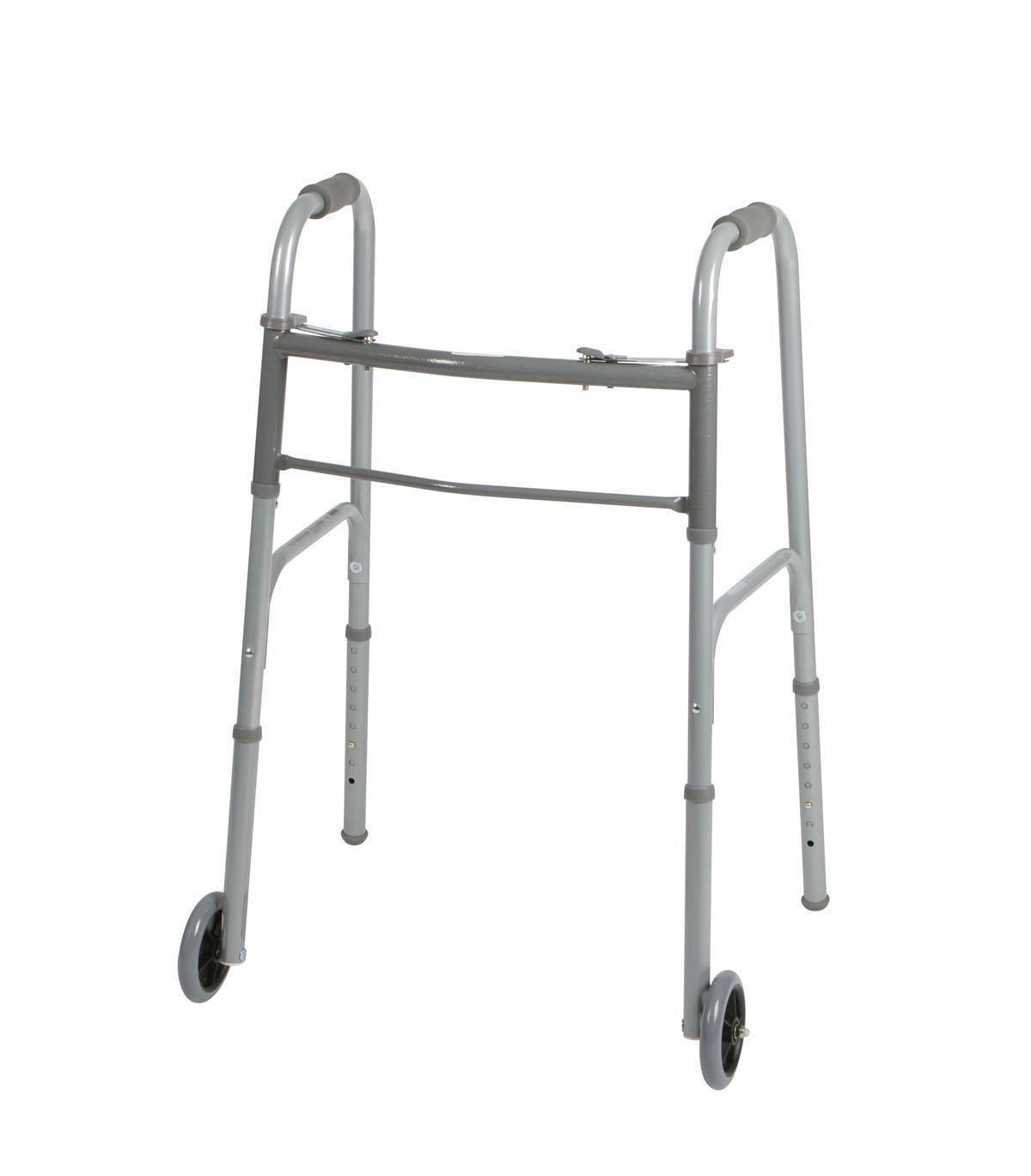 Walker Two-button Folding Adjustable W/5" Front Wheels Adult