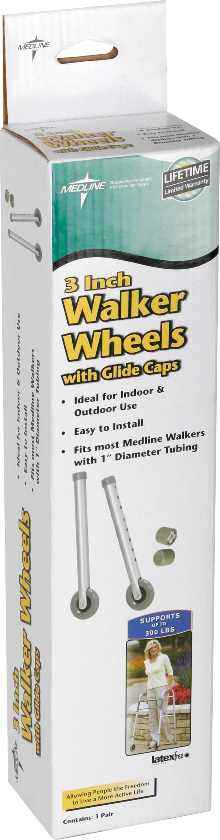 Medline Replacement Part Walker Wheels 3in (Pack of 2)