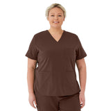 Lexington AVE Women's V-Neck Scrub Tops with 3 Pockets Chocolate