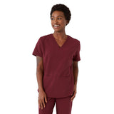 Lexington AVE Women's V-Neck Scrub Tops with 3 Pockets Wine