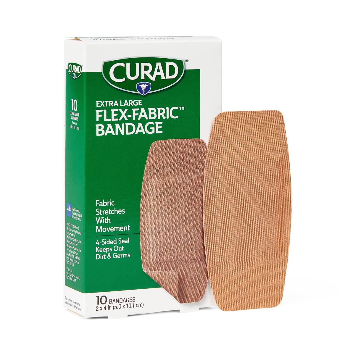 Bandage Fabric Adhesive Strip 2"x4" Sterile Latex-free