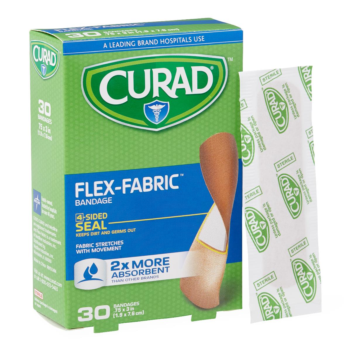 Bandage Fabric Adhesive Strip 2"x4" Sterile Latex-free