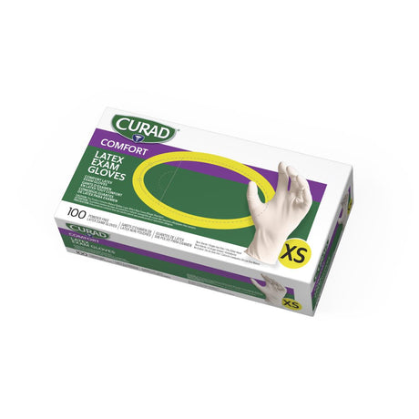 CURAD Powder-Free Textured Latex Exam Gloves Beige