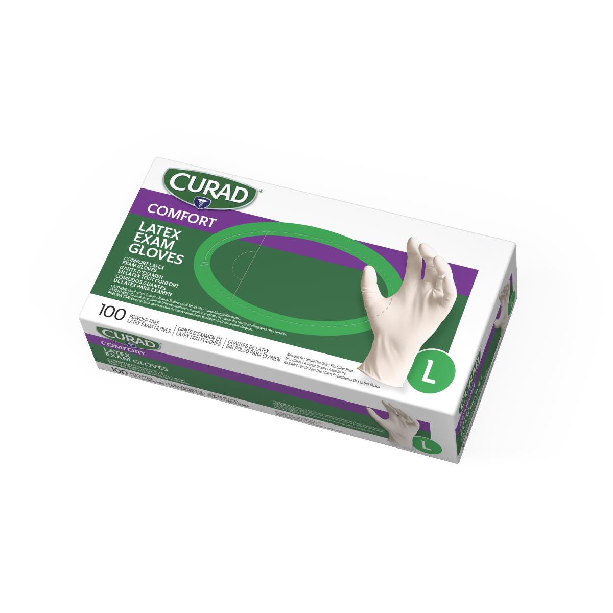 CURAD Powder-Free Textured Latex Exam Gloves Beige