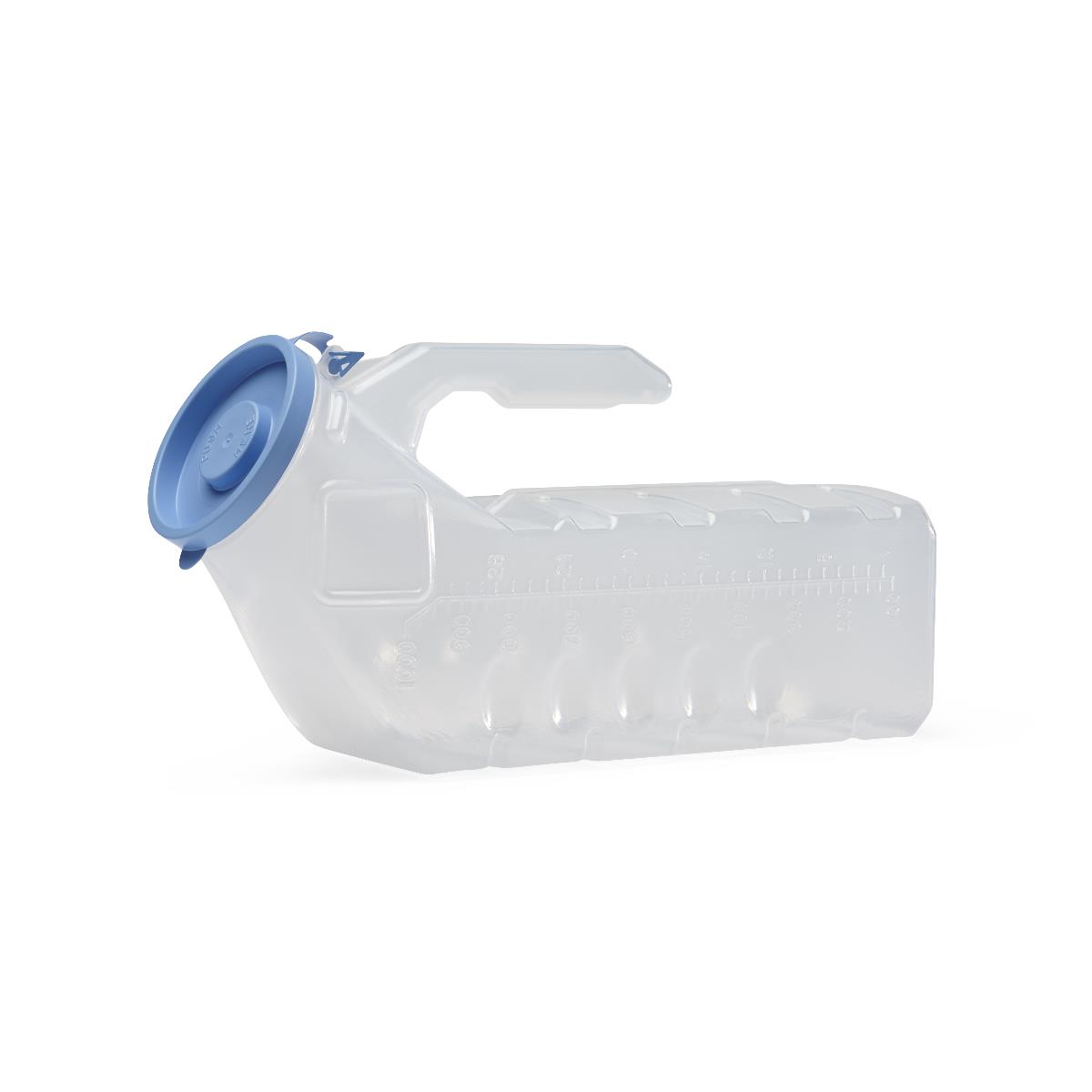 Medline Autoclavable Plastic Male Urinal With Handle & Blue Lid