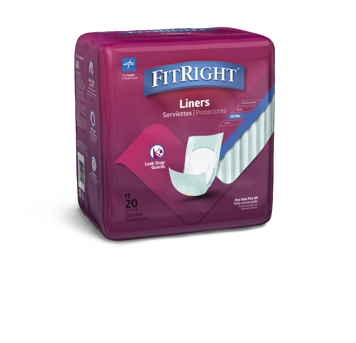 FitRight Shaped Incontinence Liner 13" X 30"