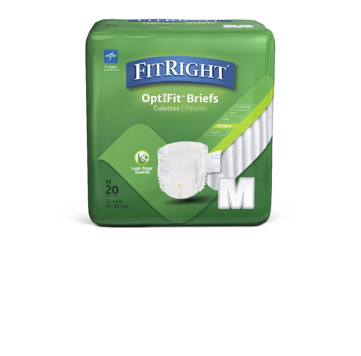 Fitright Plus Adult Briefs Medium Packages Of 20 Case/80 Each