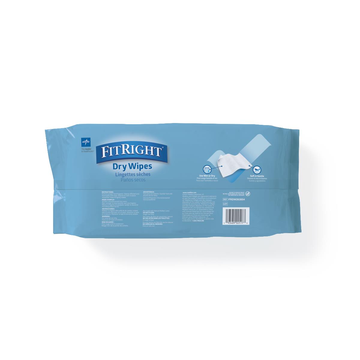 Fitright Soft Dry Wipes 8" X 8" Case/1200 Each