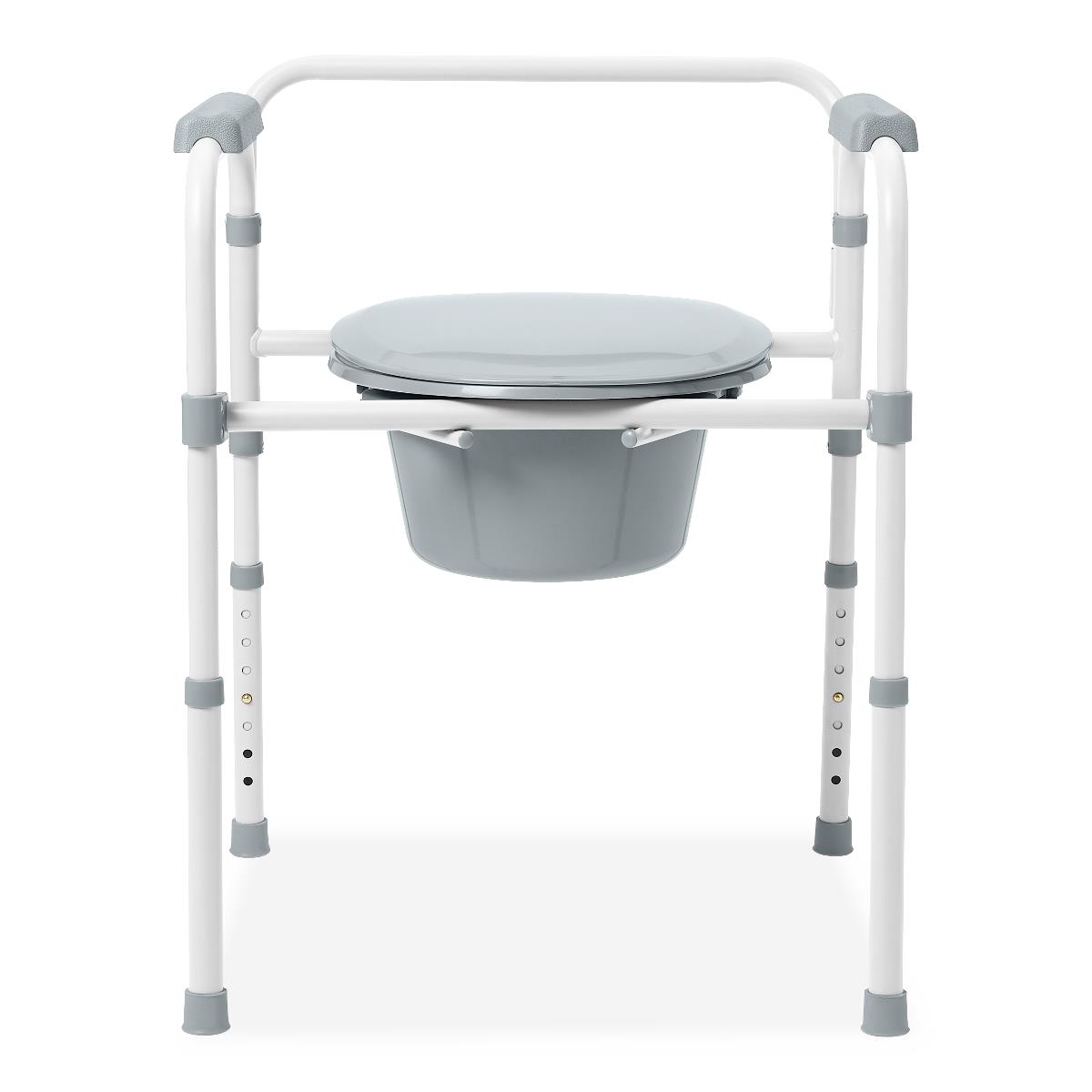 Guardian Commode, Aluminum Frame 3in1 Adj Height Foldable &stationary,elongatedseat With Pail And Lid, Non-retail Box, 350lb Capacity