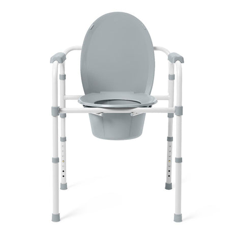 Guardian Commode, Aluminum Frame 3in1 Adj Height Foldable &stationary,elongatedseat With Pail And Lid, Non-retail Box, 350lb Capacity