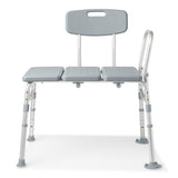 Guardian Aluminum Bath Transfer Bench With Back, Grey Plastic Seat & Back, Plain Box Knockdown, 400lb Capacity Each