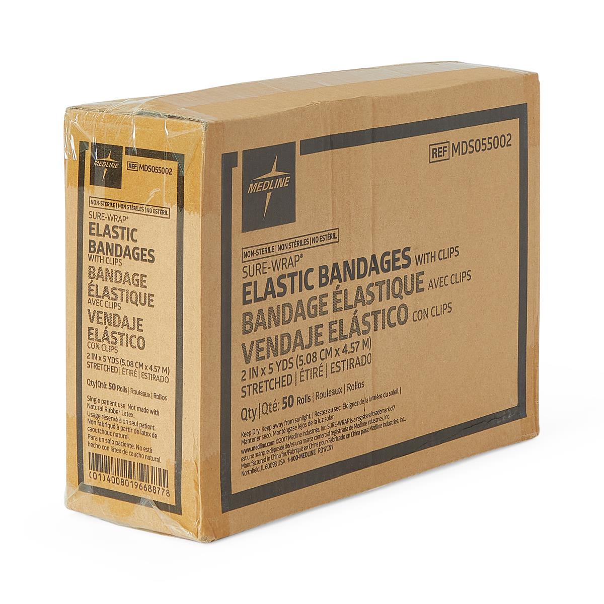 Medline Sure-wrap Wraparound Elastic Bandage With Clips