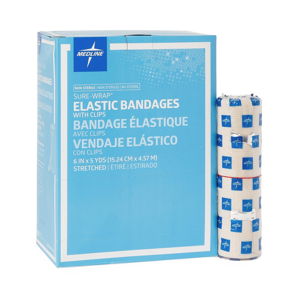 Sure-wrap Elastic Tensor Bandage W/clips 6”x5yds