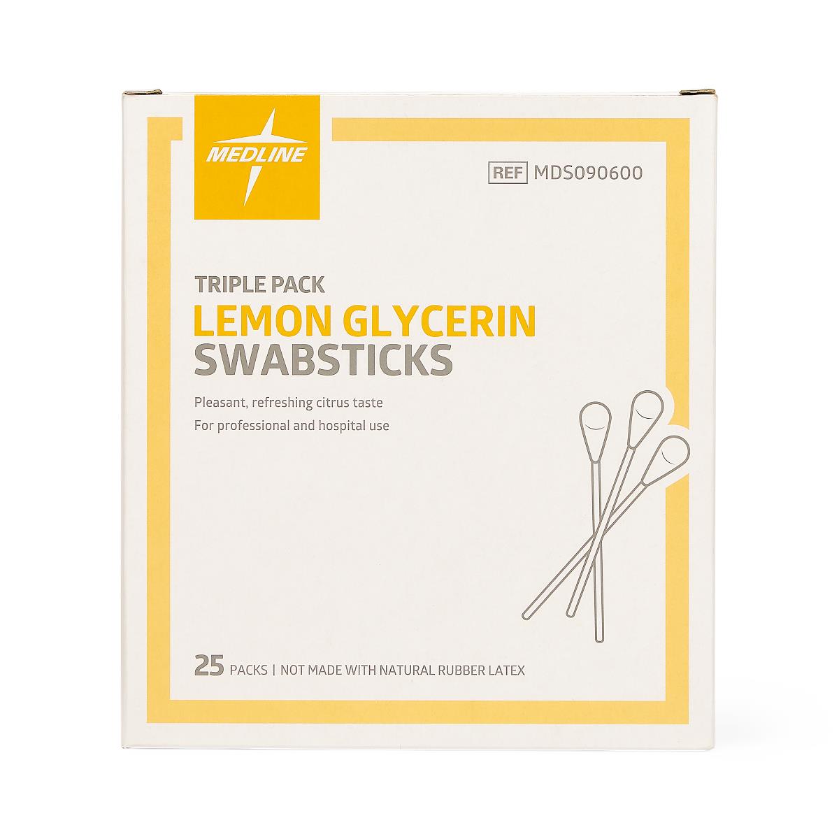 Medline Lemon Glycerin Swabstick 3 Pack 4" (10 Cm)