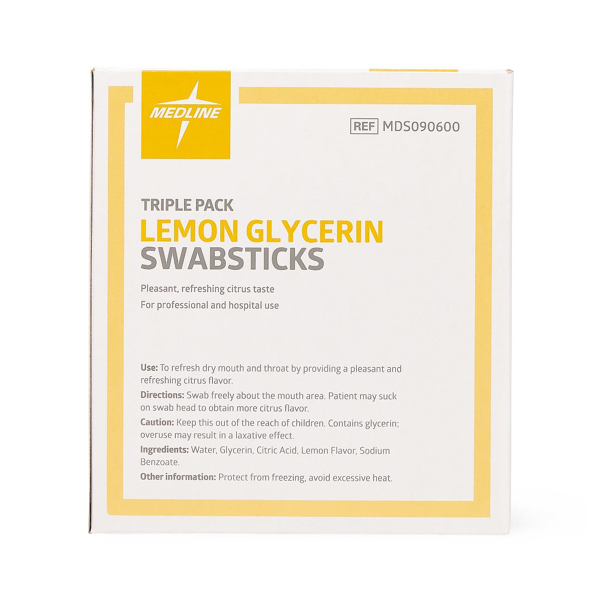 Medline Lemon Glycerin Swabstick 3 Pack 4" (10 Cm)